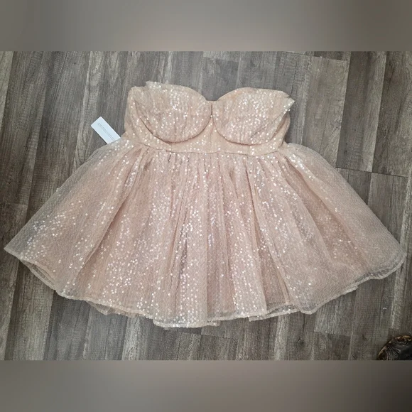 Nwt SELKIE CANDIED PARTY BLUE MOON SEQUIN PUFF DRESS xxl Cottage Fairycore - Picture 11 of 13